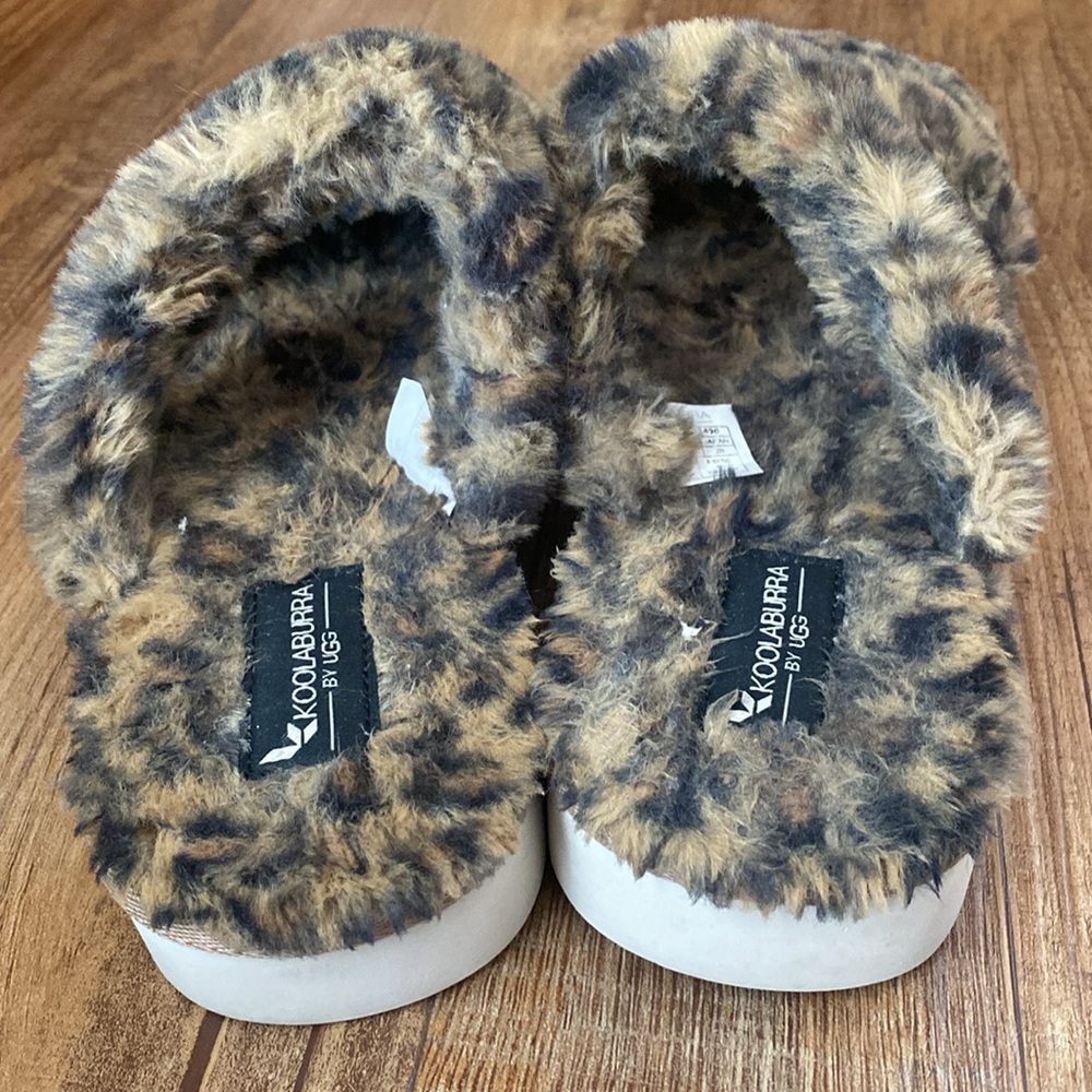 Koolaburra by UGG furr- Ah Cheetah brown & black Faux-Fur Slide Slippers size 11 - Picture 5 of 9